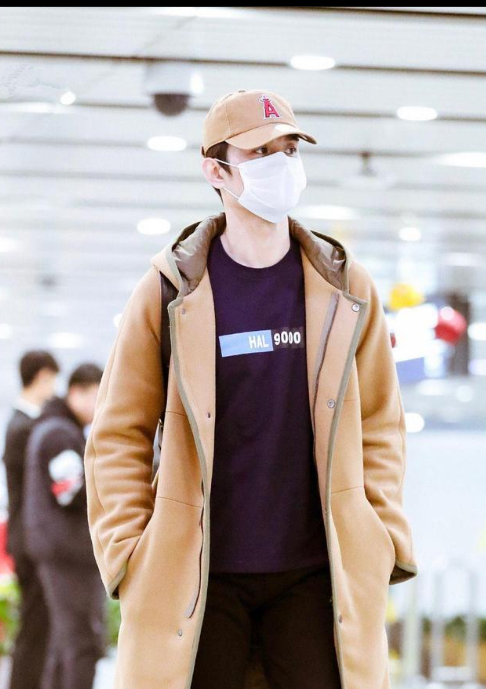 王凯穿棕色大衣内搭黑t现身机场双手插兜迈长腿疾走似行走的画报