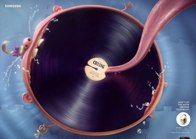 不要让噪音成为你的音乐.降噪耳机平面广告