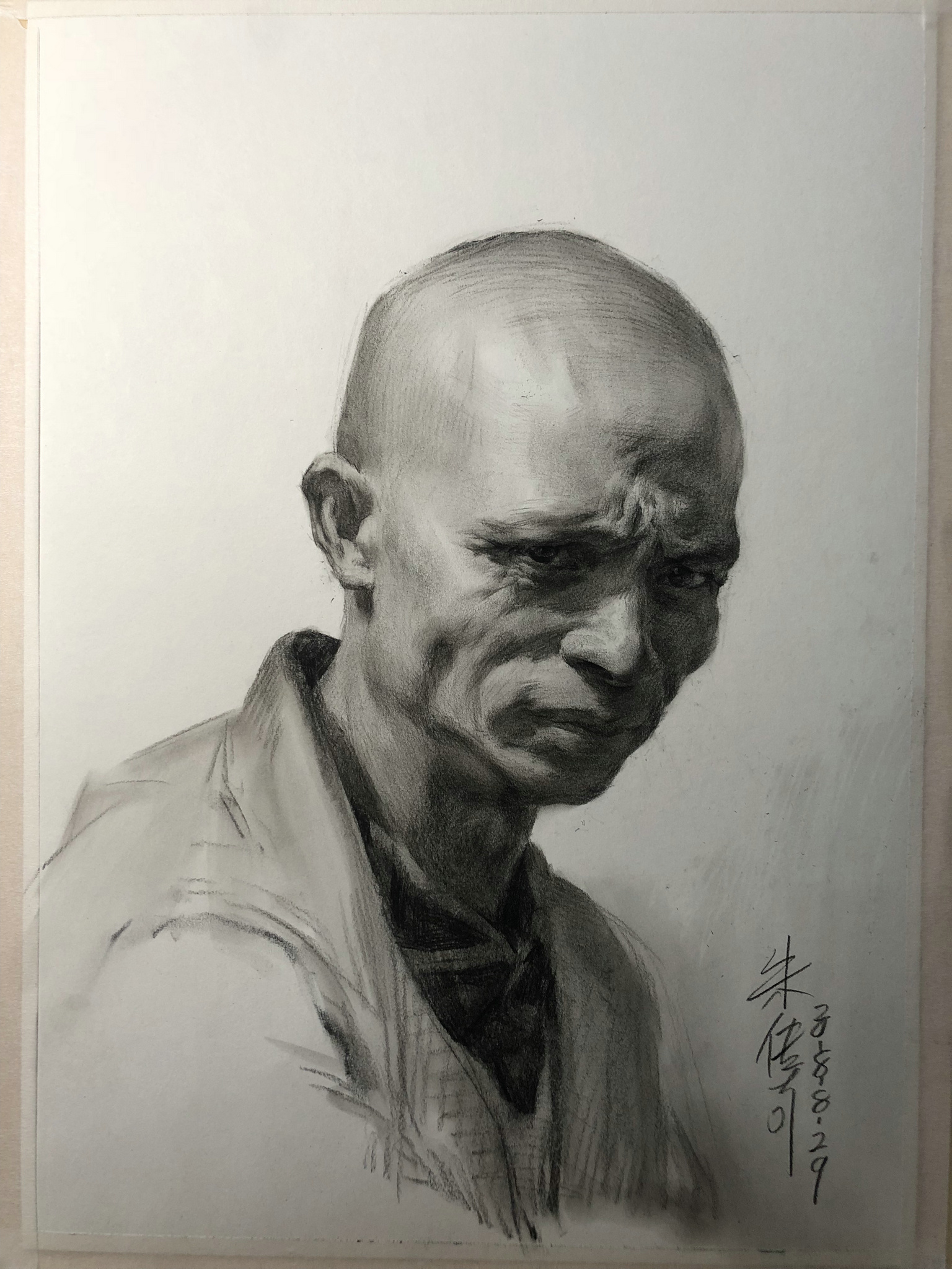 第二七八集 男老年素描头像范画,步骤详细解析,部分细节图