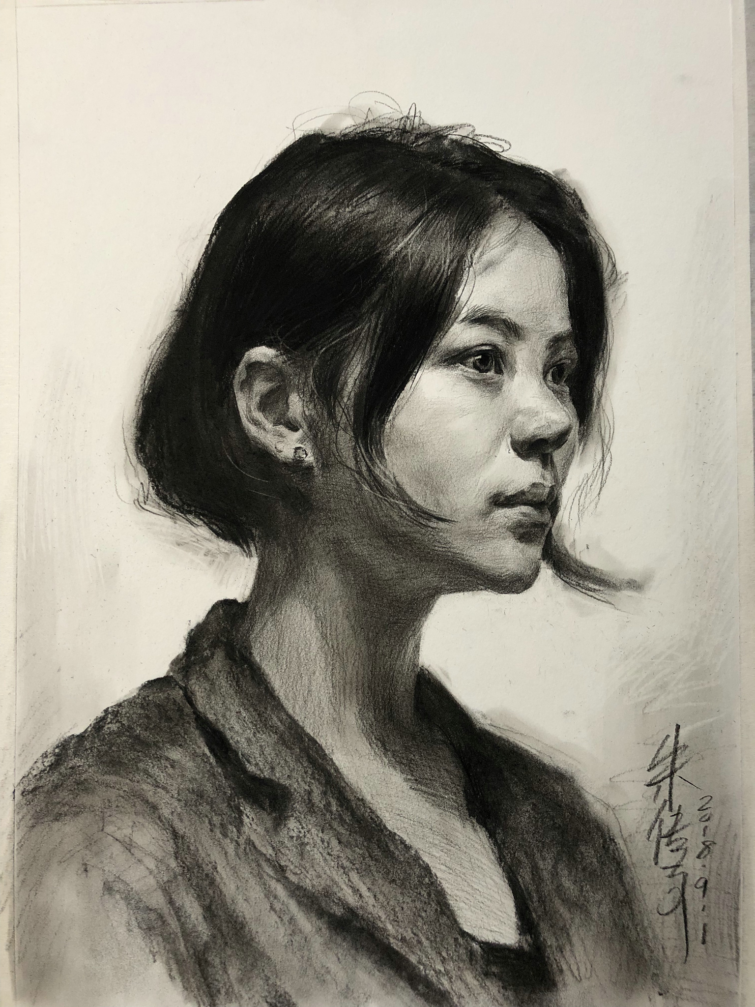 第二八〇集 女青年素描头像范画,步骤详细解析,部分细节图