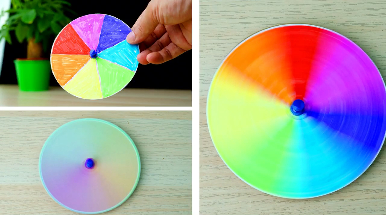 一会儿白色一会儿彩色,这么炫酷的七色陀螺真好玩