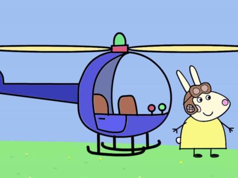 亲子绘图:兔小姐在展示她的直升机,还邀请小猪佩奇一起乘坐