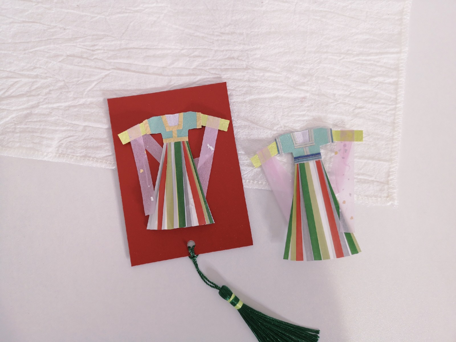 用纸折出来的汉服书签坦领半臂襦裙,喜欢汉服的你,快看过来吧