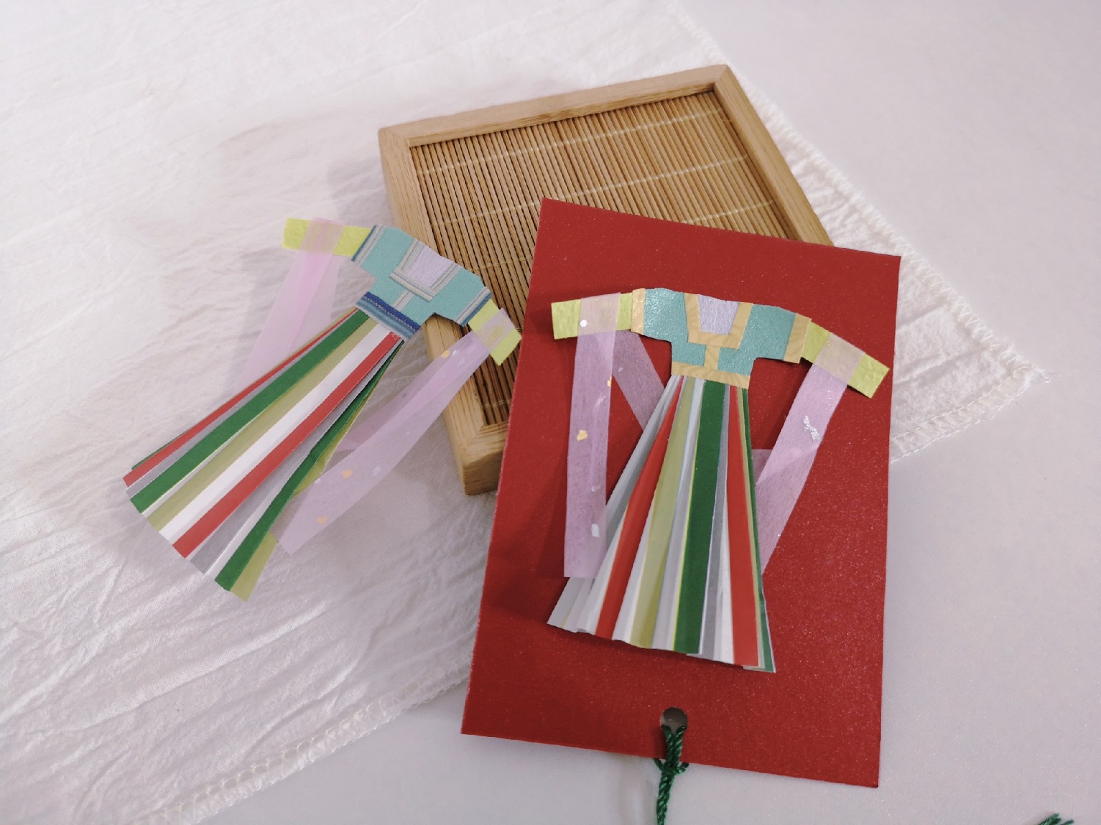 用纸折出来的汉服书签坦领半臂襦裙,喜欢汉服的你,快看过来吧