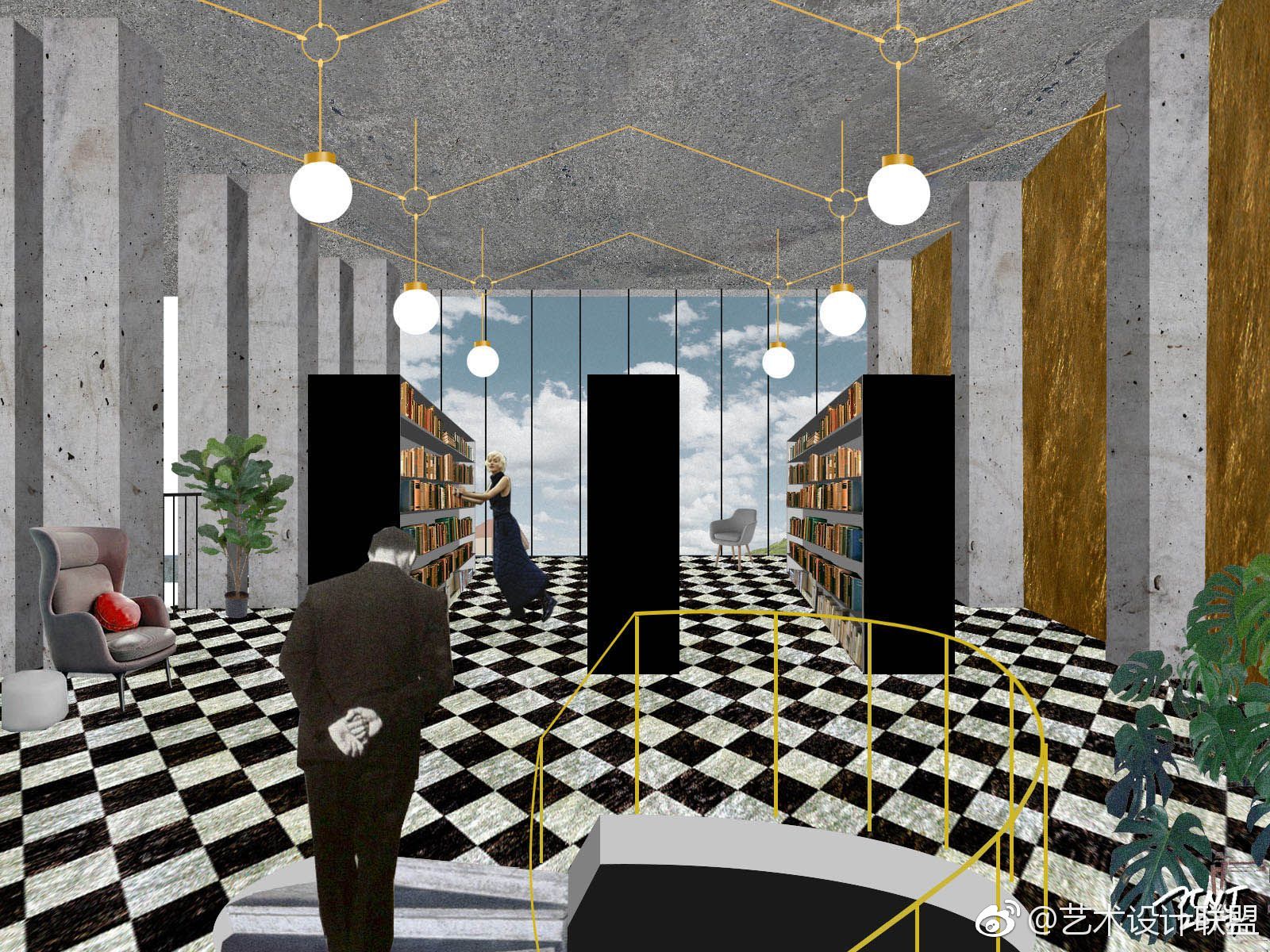 室内拼贴效果图