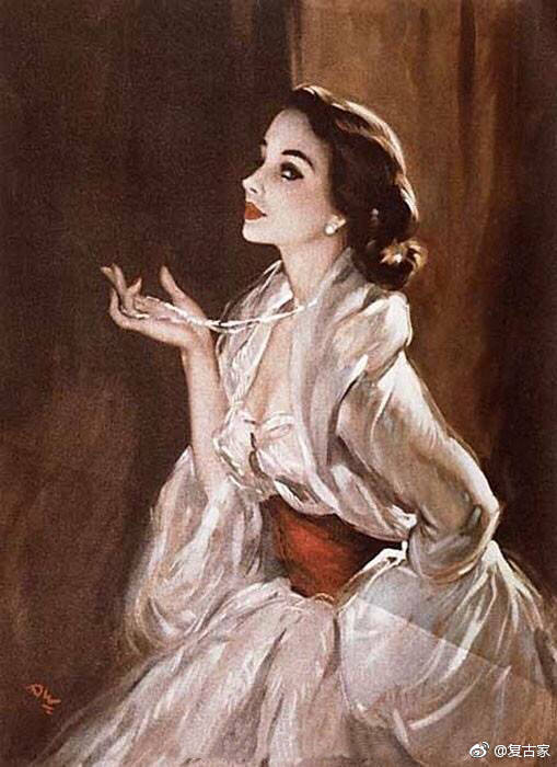 一组复古女郎的手绘图by 英国插画家 大卫莱特(david wright)(1912