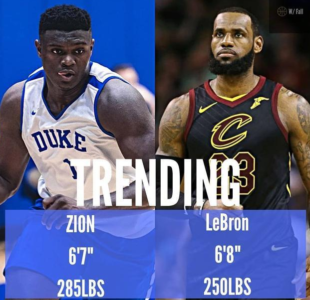 经验还有待提高,可是光从身体素质来看,威廉姆森似乎已经不虚勒布朗了