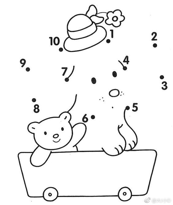 分享几张各种图案的数字连线图,孩子可以从1开始,按照顺序连线