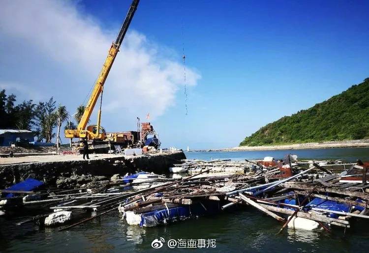 还海岸一片绿水青山 三亚清理海棠湾铁炉港海上渔排