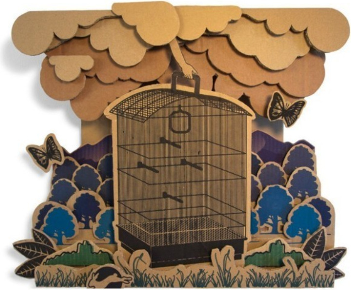 西班牙街头艺术家aleixabellanet使用回收来的硬纸板