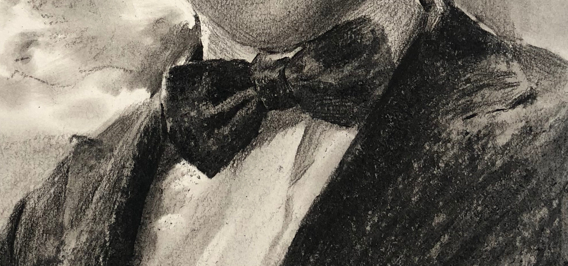 传奇课堂回顾第二〇八集卷发西装男青年素描画像及部分细节图