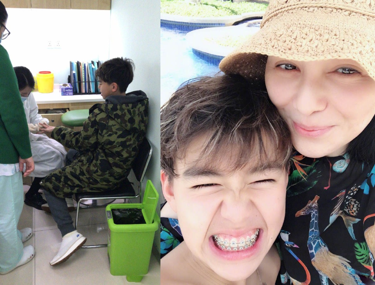 王琳生活近照皮肤白皙皱纹少儿子帅气逼人