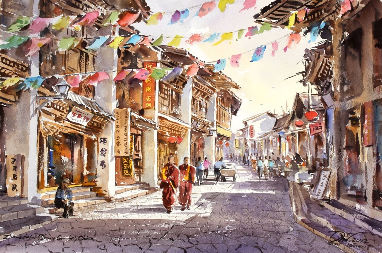 thanakorn chaijinda,1956年出生于泰国清迈,曾举办多次水彩绘画作品