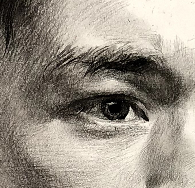 第二四二集 目光深邃的男青年素描头像步骤详细解析,范画,部分细节