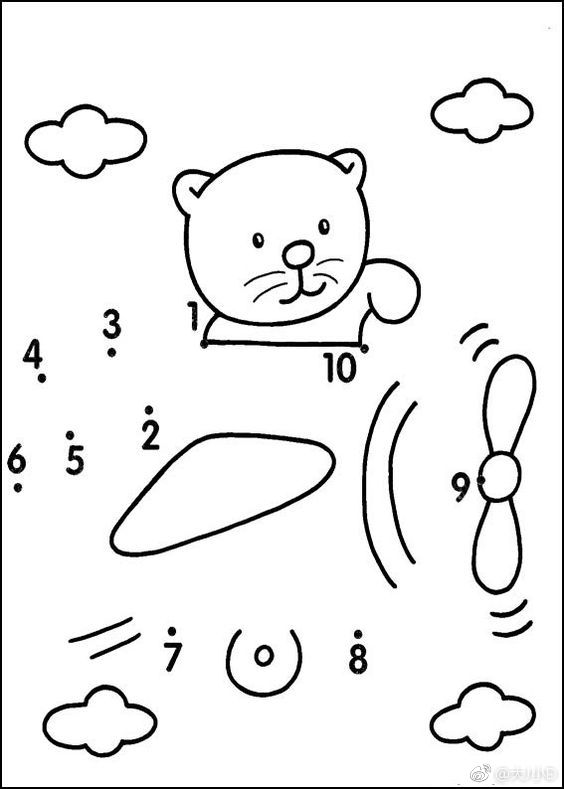 分享几张各种图案的数字连线图,孩子可以从1开始,按照顺序连线