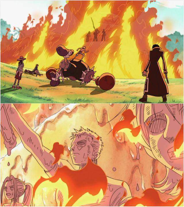 娜美两次被烧,索隆与路飞的做法相似,不同的是娜美的身材变了!