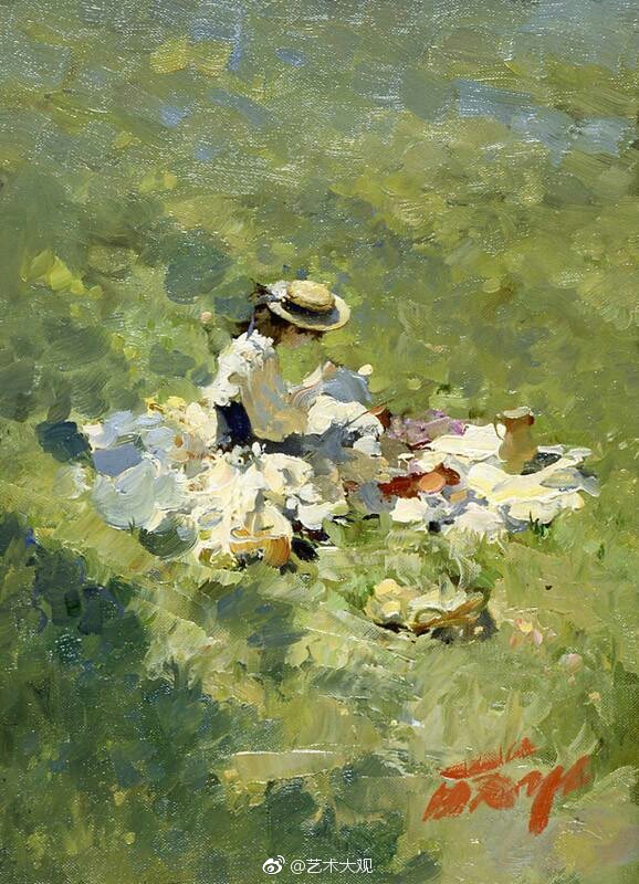 bato dugarzhapov的风景油画作品是典型的印象派画法