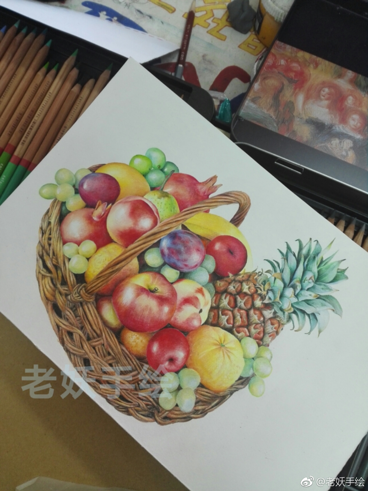 水果篮彩铅画图片