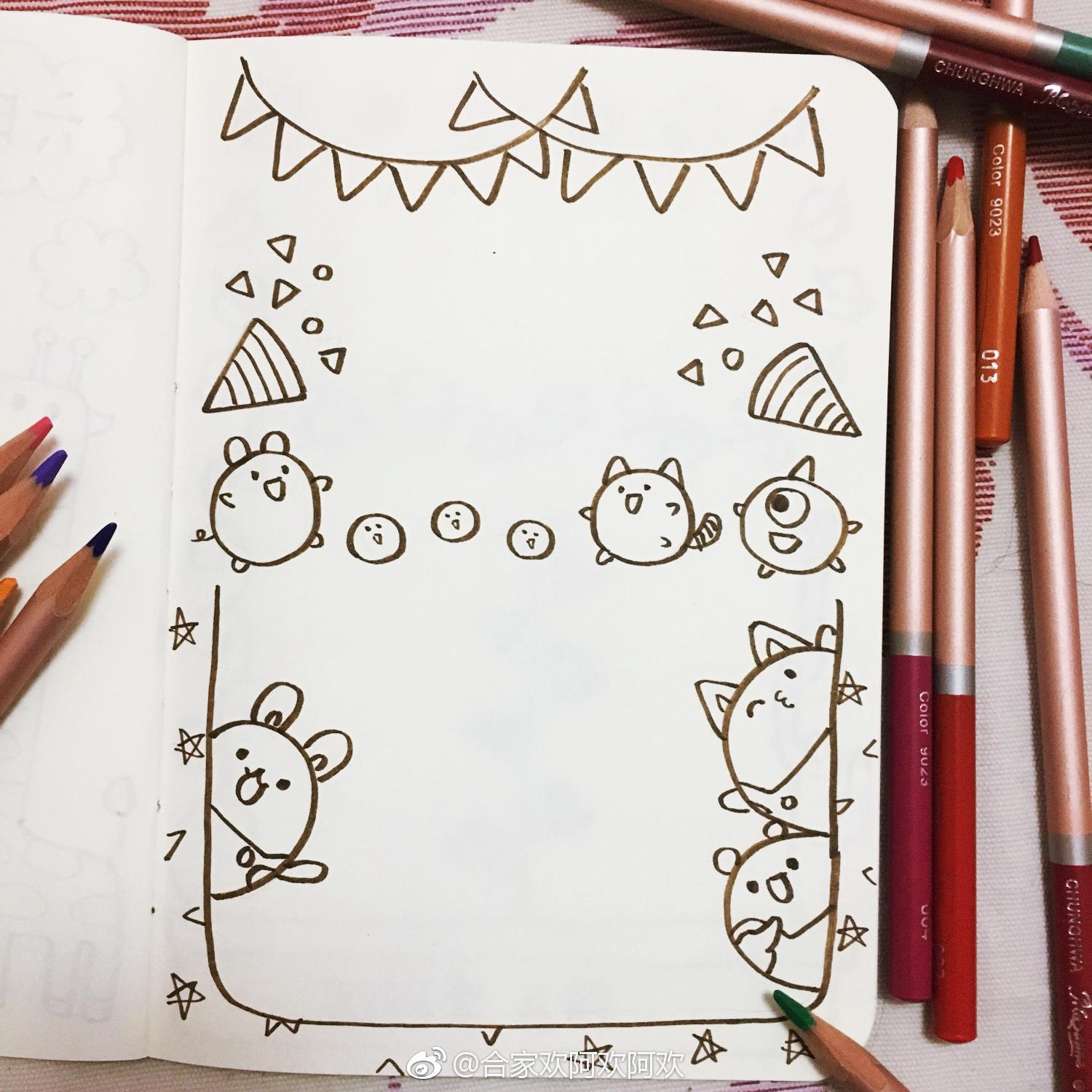 六月简笔画手帐排版6106ω610777