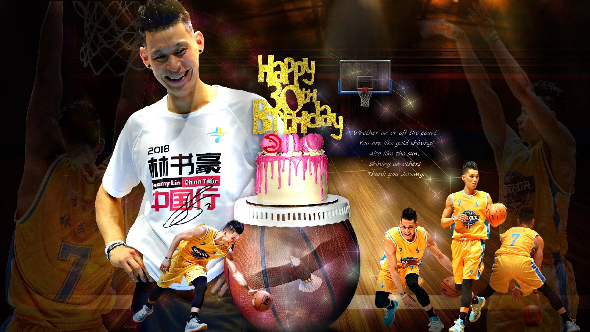 林书豪,30岁生日快乐!网上看到这个蛋糕图很可爱!