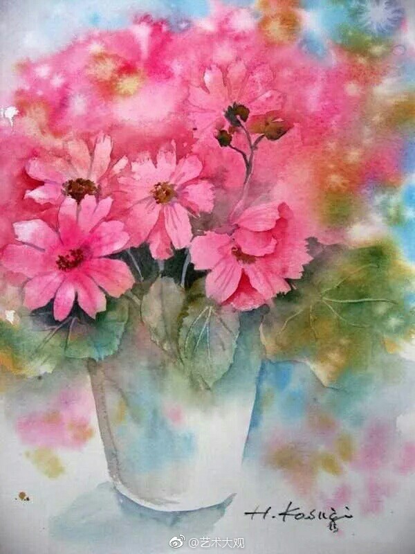 日本画家小杉春见静物花卉水彩画选集