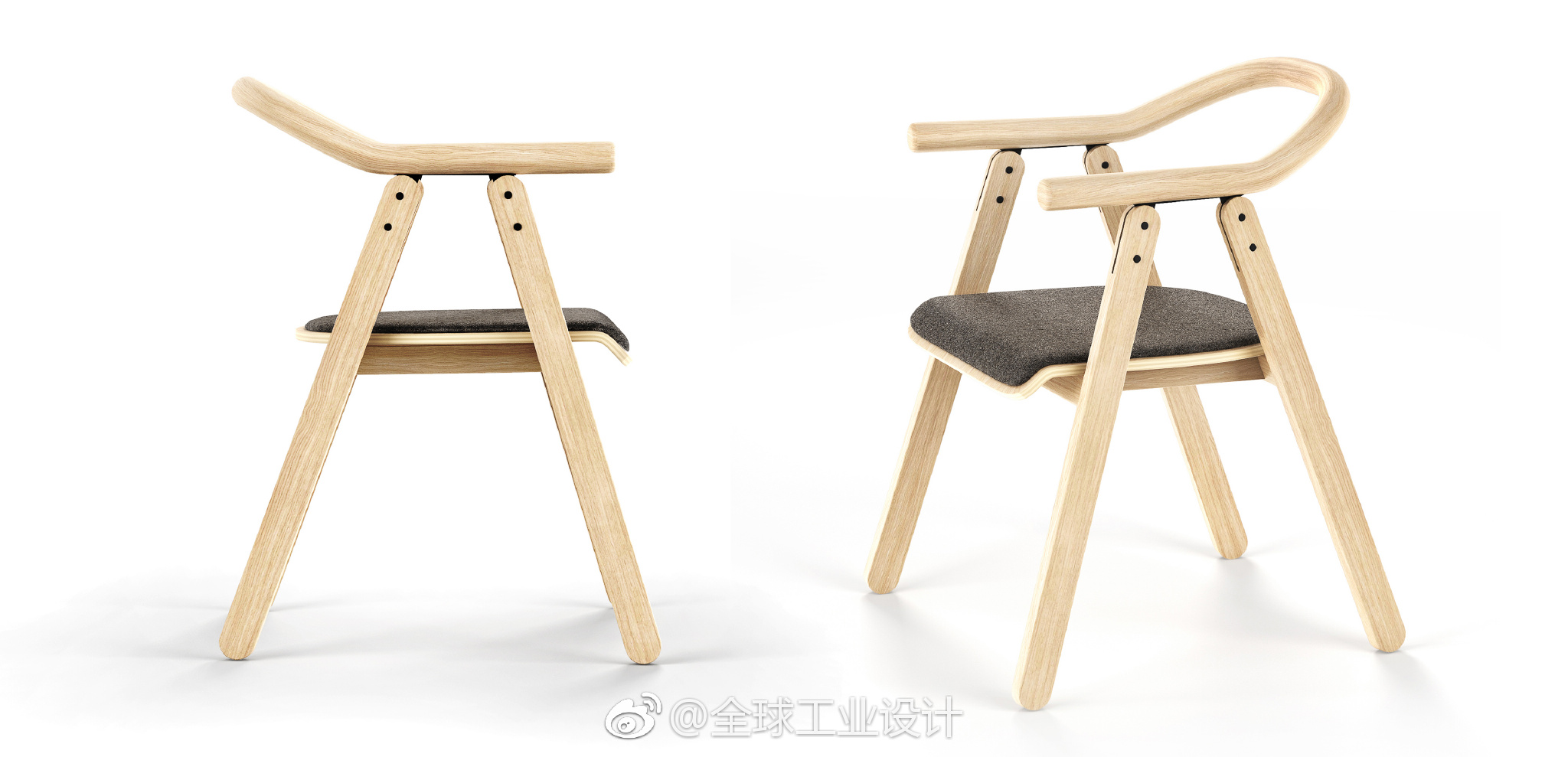 天然的木材用金属配件连接在一起,简单的结构|木材|配件|工业设计