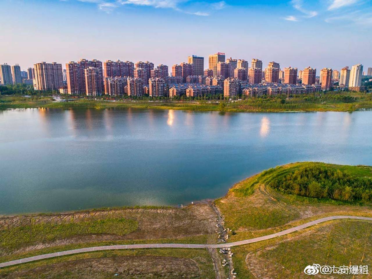 六安市大公堰湿地公园.公园北至南屏路,西临淠河总干渠