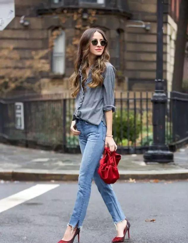 牛仔裤高跟鞋美得不要太过分