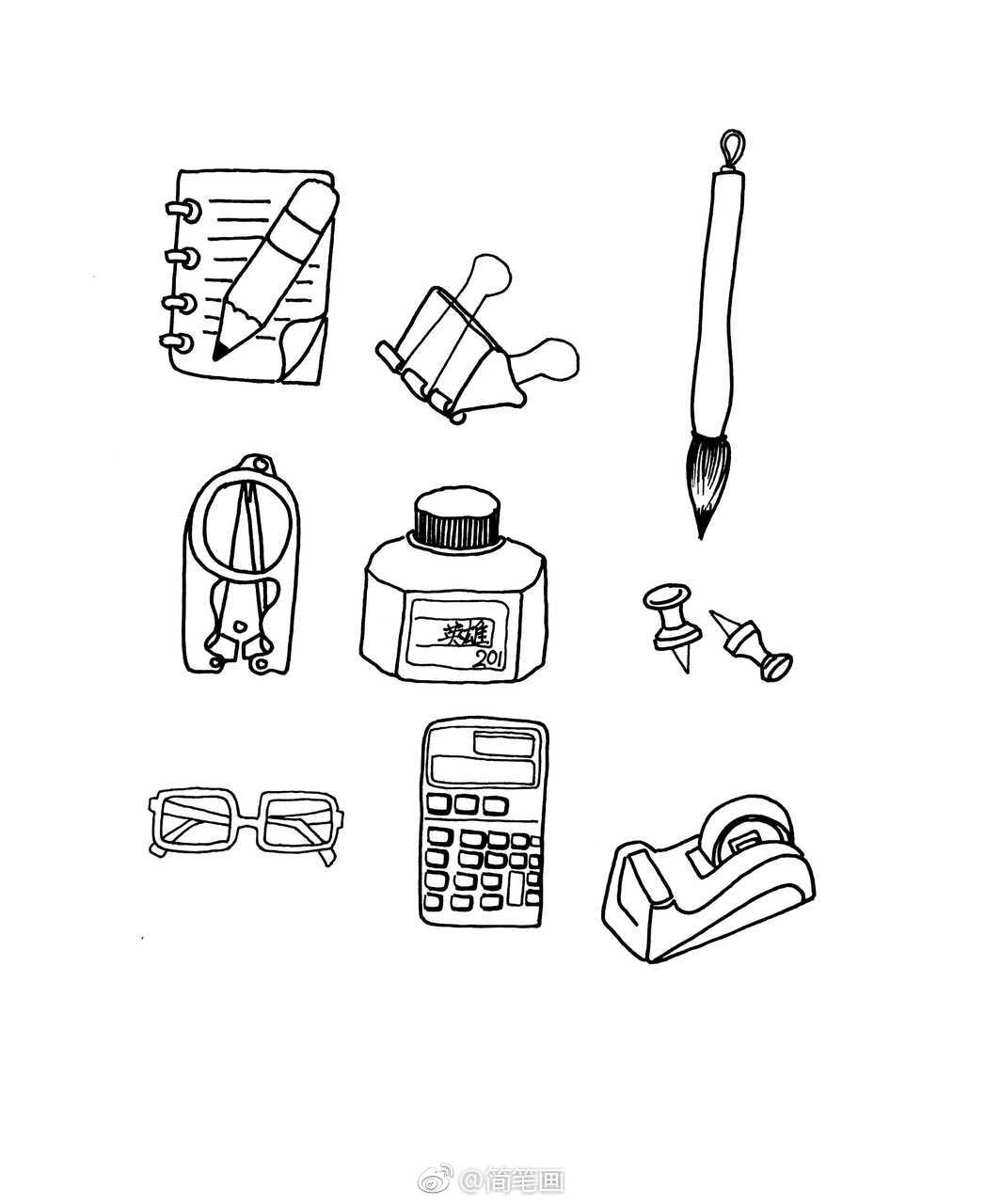 一大波日常生活简笔画素材(投稿:@画画的大牙ya )