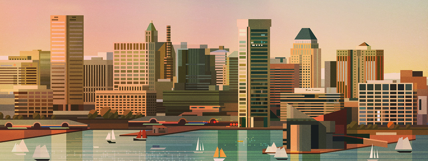 英国插画师jamesgilleard使用ai来勾勒的城市场景