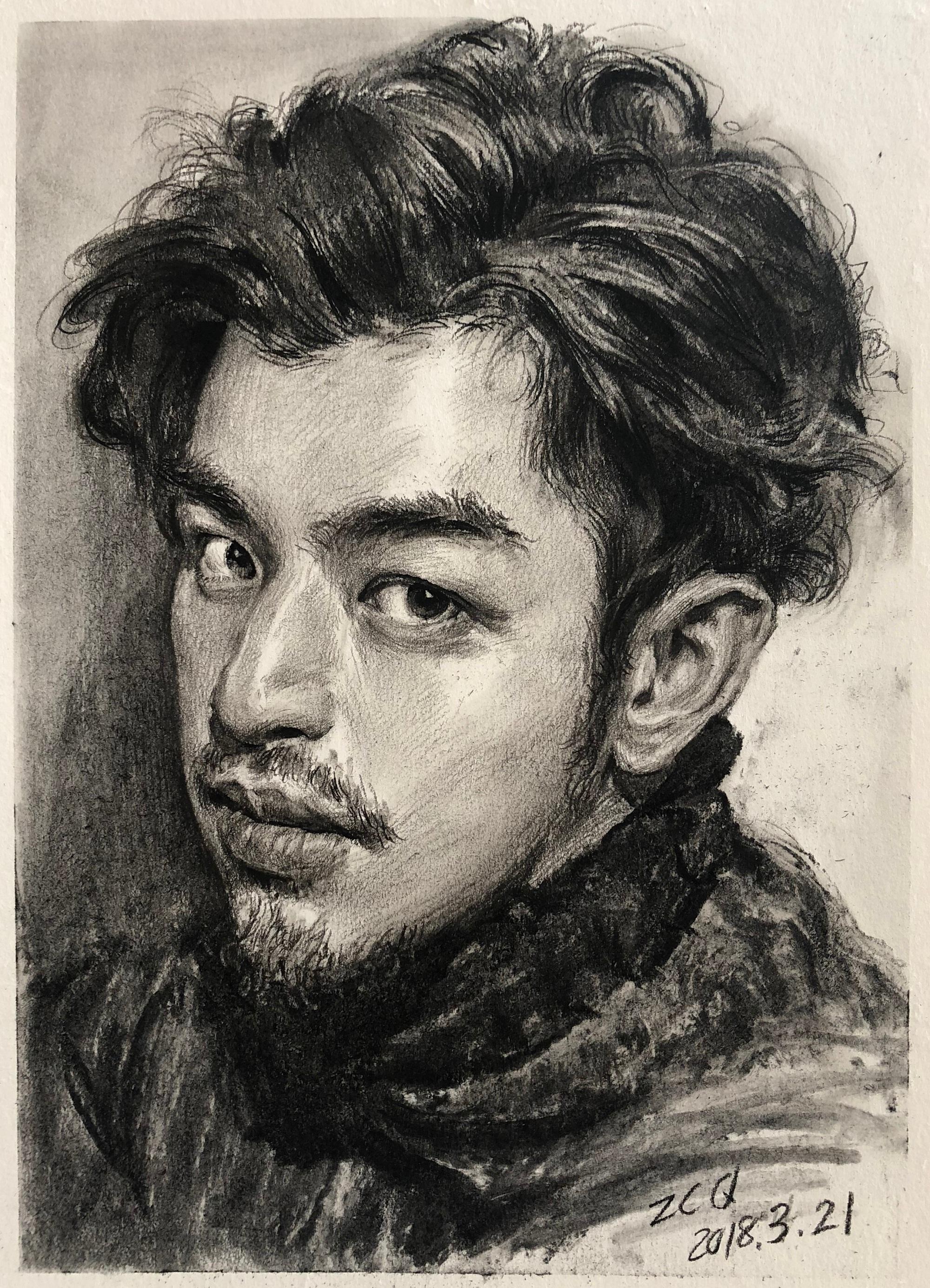 传奇课堂回顾第二〇九集暖男陈柏霖素描画像及部分细节图