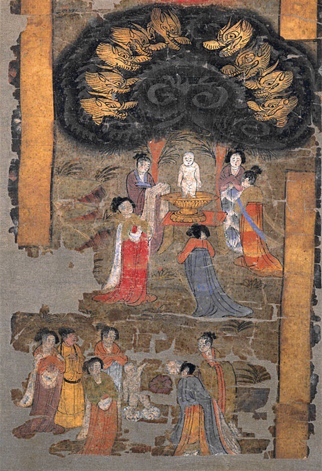 唐代绢画佛陀诞生图
