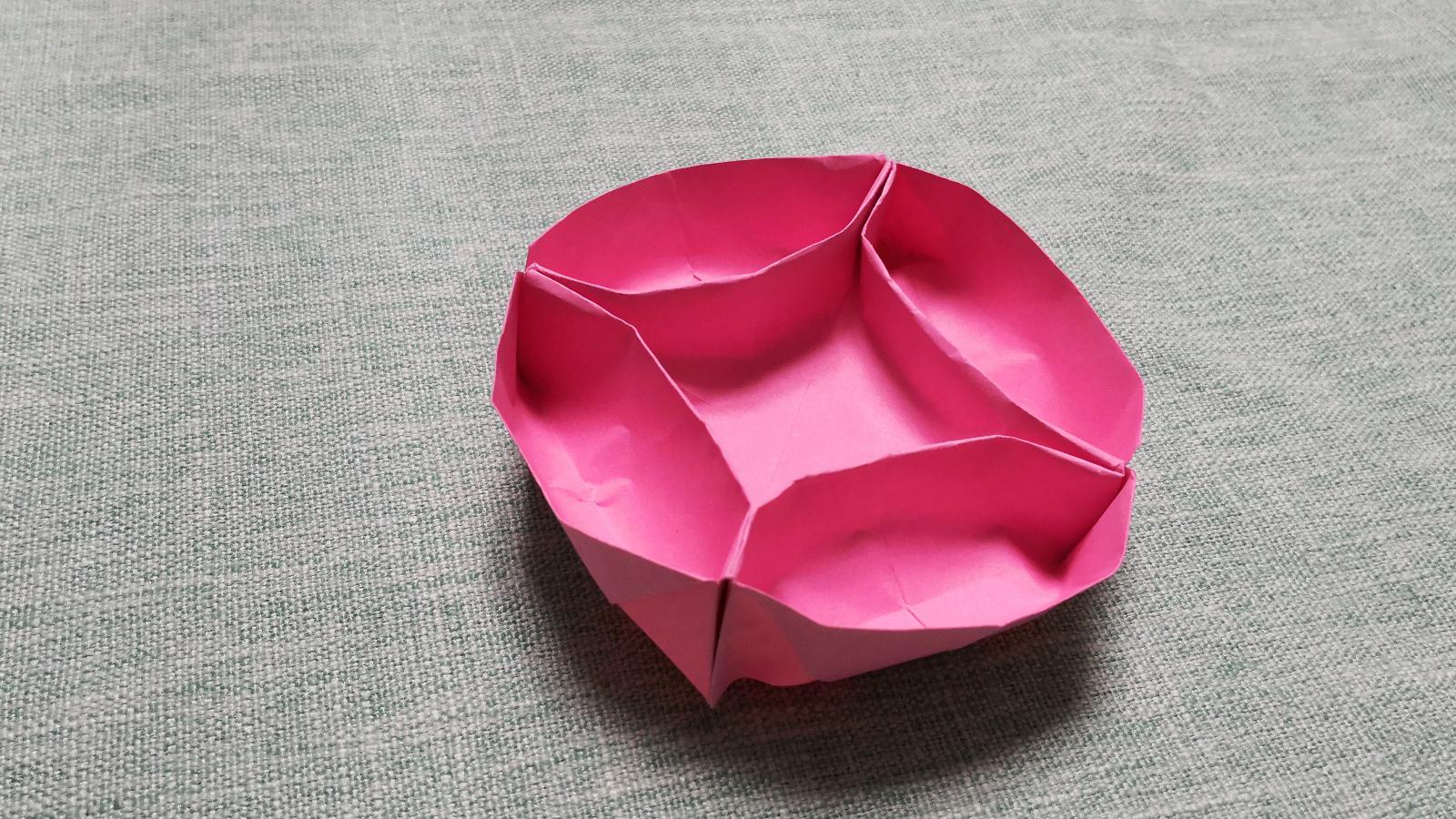 儿童手工折纸diy手工制作3分钟学会圆形糖果盒折法