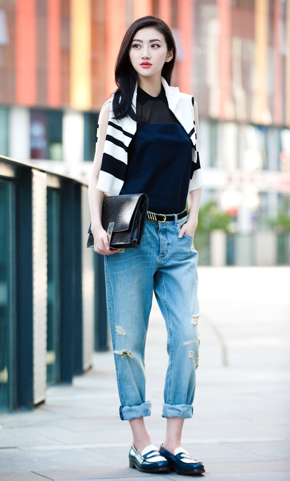 景甜运动系街拍 少女活力一览无余