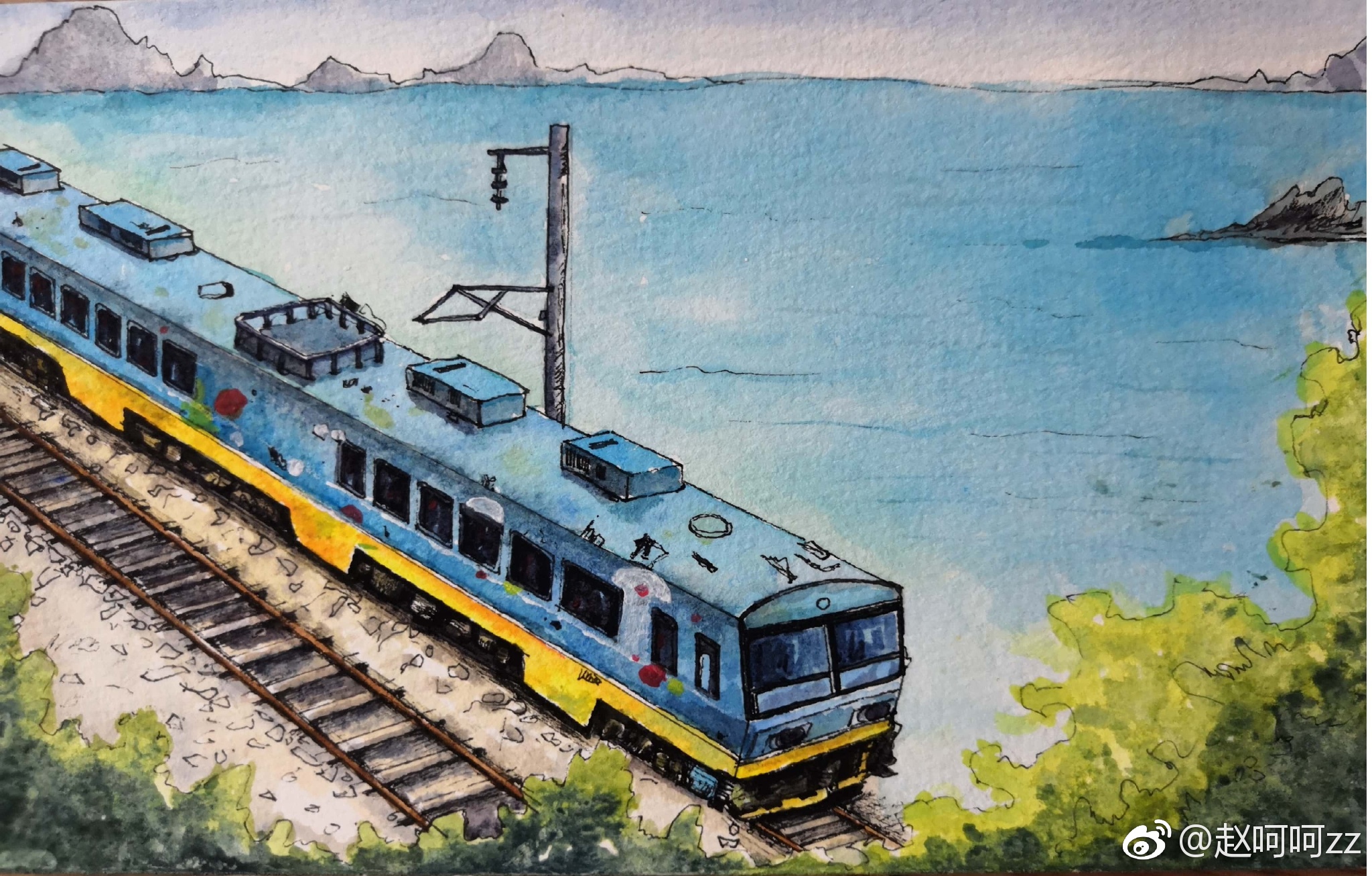 水彩明信片 来往未来的列车投稿