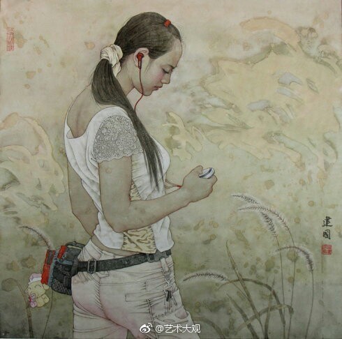 桑建国工笔画人物作品桑建国1957年生于上海