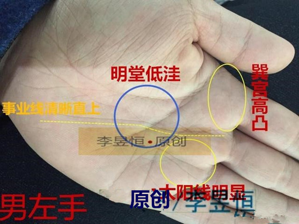 一,玉柱纹清晰明了,步步直上,做事有恒心,事有所成;明堂低洼,巽宫高凸