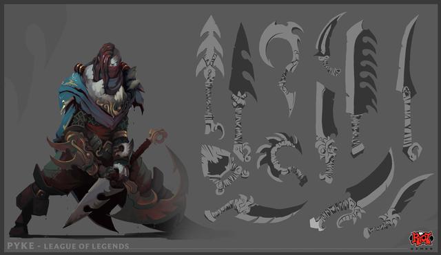 lol新英雄派克设计手稿曝光,初稿这个发型比现在帅太多啦!