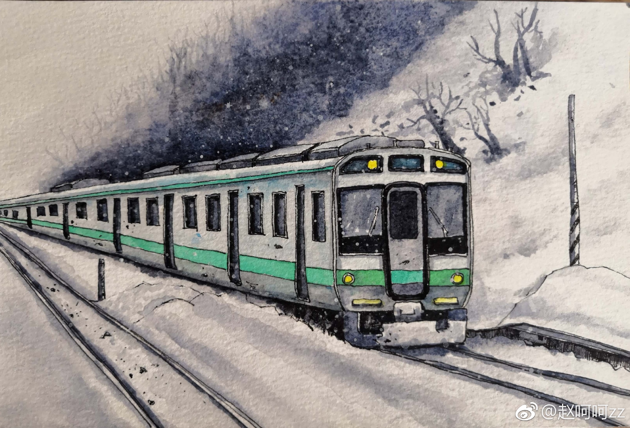 水彩明信片 来往未来的列车投稿