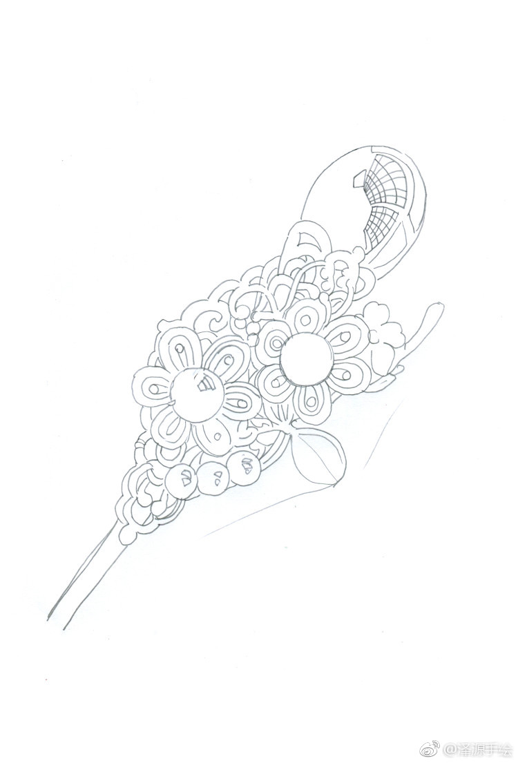 古代头饰,红辉水溶72色绘制投稿(@泽源手绘)_新浪看点