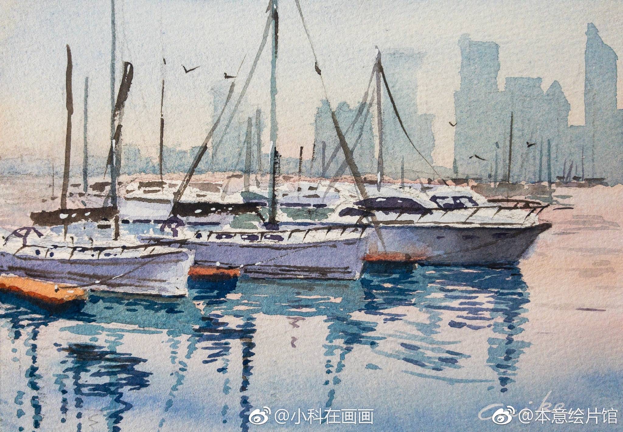 水彩青岛水彩奥帆基地79绘画