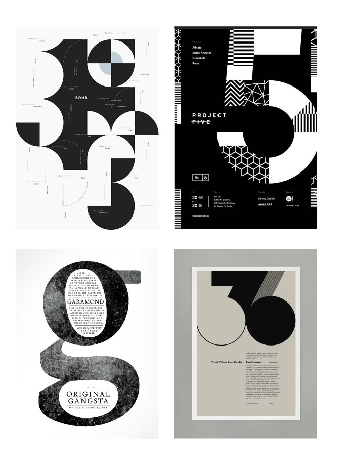 分享一组海报,黑白色,通过字体的粗细对比,排列位次造成视觉冲击