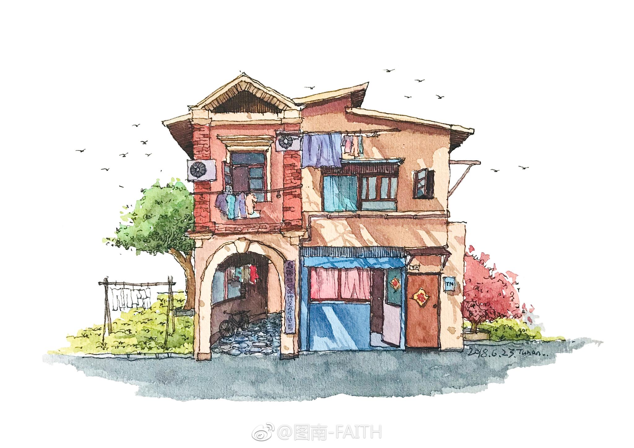 对老房子有一种莫名的情愫用钢笔淡彩留住这些老房子最初的画面唤醒