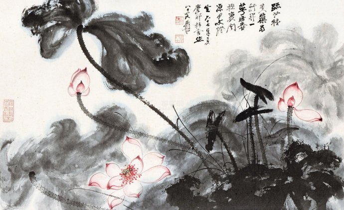 疏池芙蕖——张大千荷花作品欣赏