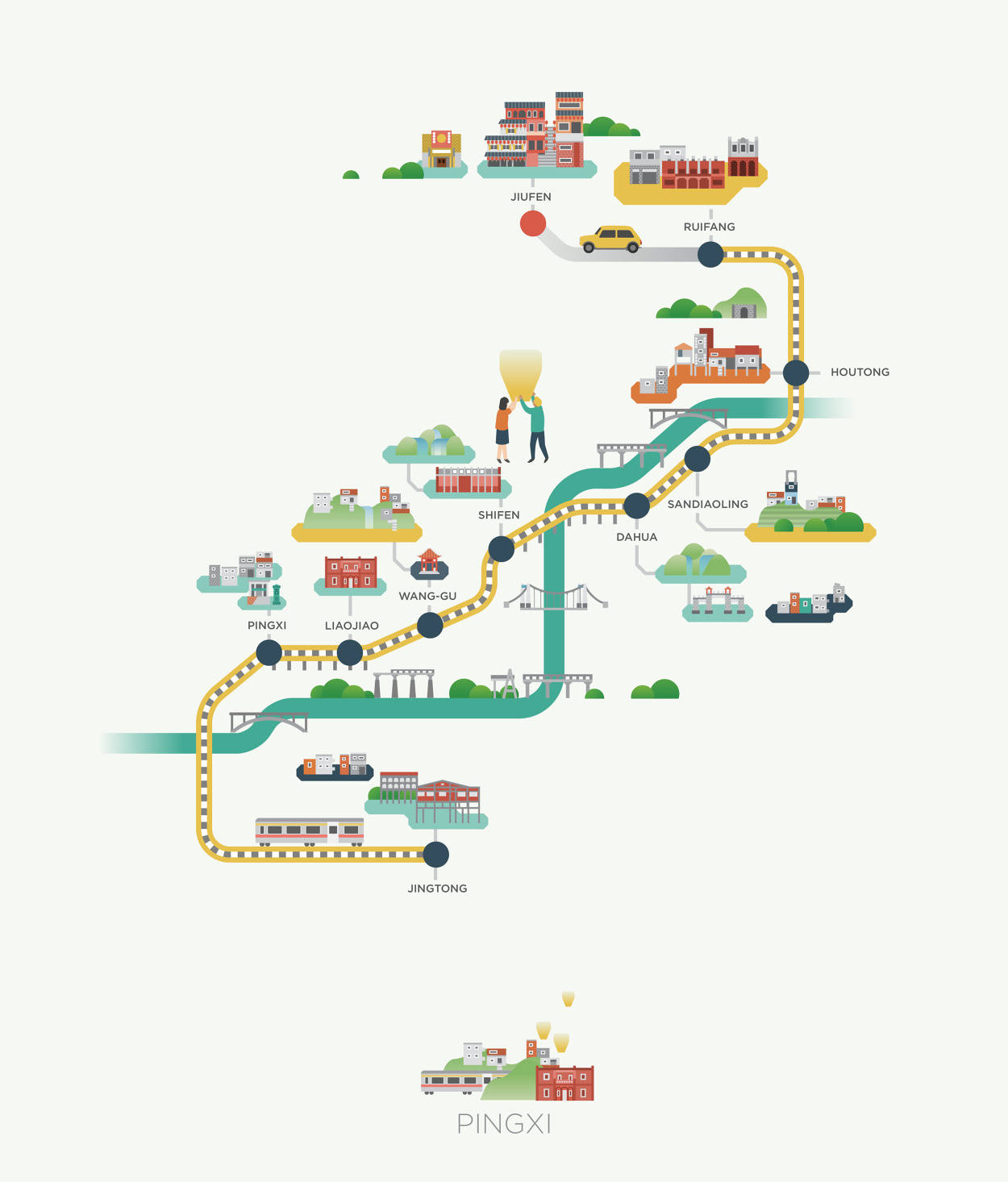 亚洲旅行地图插画，你都去过吗？来自插画师Jing Zhang的作品