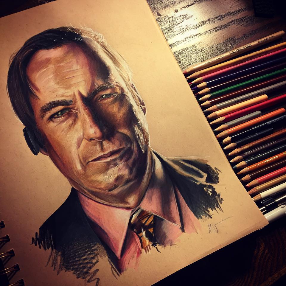 andrewwilson精细的彩色铅笔肖像画二