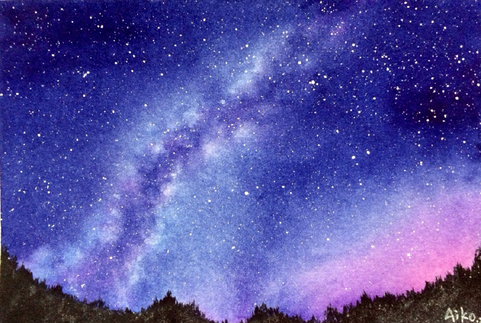 水彩星空…晚安