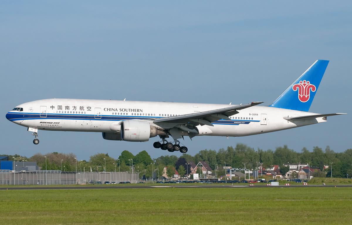 南方航空波音 777-200er 型飞机,注册号 b-2058,2017 年退役,机龄 19