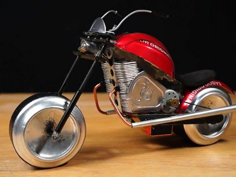 废物利用diy, 用易拉罐制作电动摩托车, 不仅美观还能上路狂奔