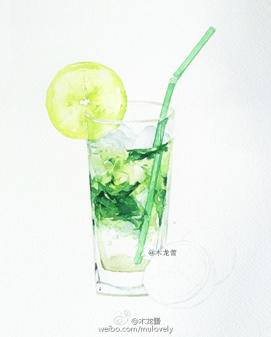 水彩夏天|薄荷叶|手绘|降温_新浪新闻